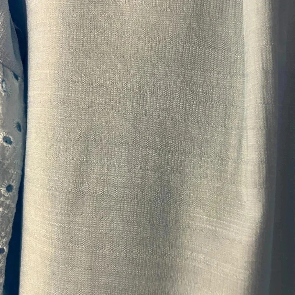 Baby Blue Top with Lace Hole Sleeves Size Small - Picture 4 of 10